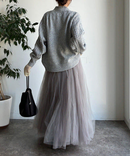 鏤空麻花拼接插肩套頭衫