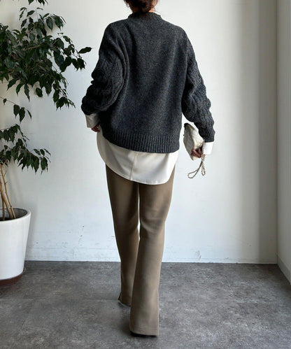 鏤空麻花拼接插肩套頭衫