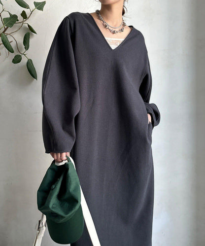 【前後兩穿】加絨寬袖連衣裙