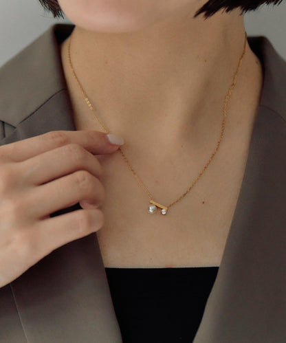 金屬過敏適用/不鏽鋼 珍珠×水晶項鍊