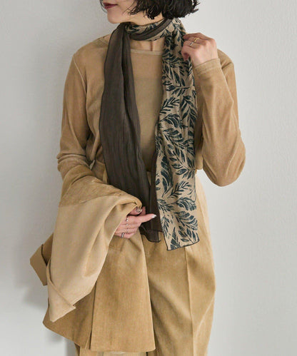 帶戒指拼色葉子圖案圍巾