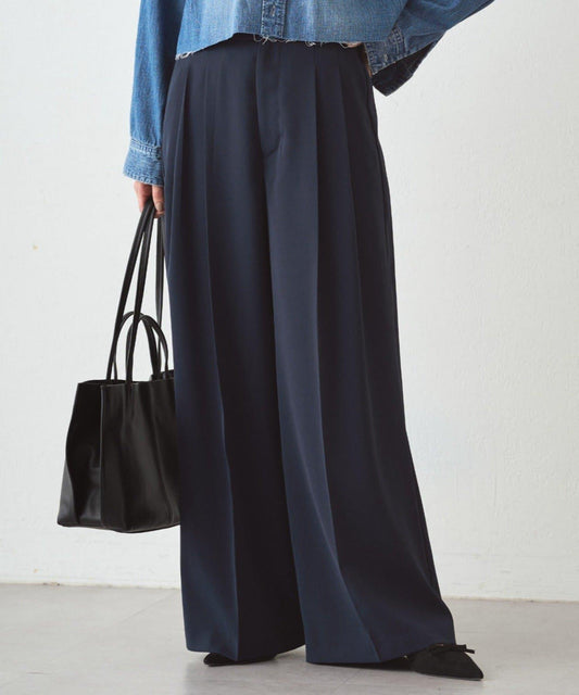 2褶寬鬆長褲