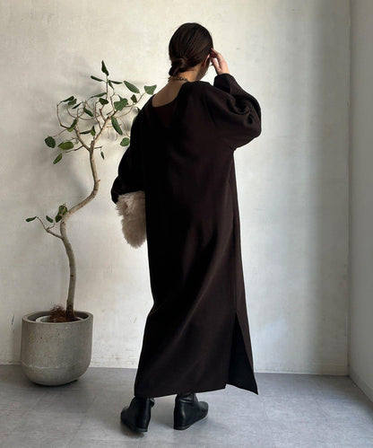 【前後兩穿】加絨寬袖連衣裙