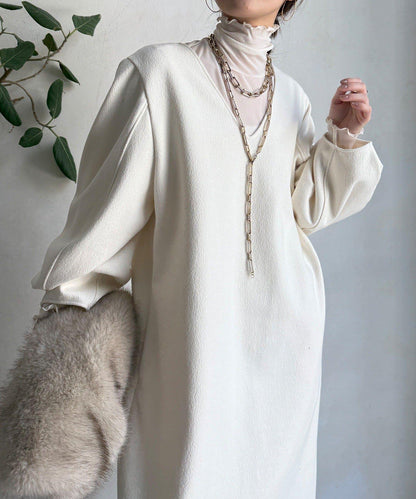 【前後兩穿】加絨寬袖連衣裙