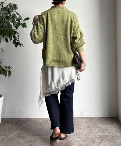 鏤空麻花拼接插肩套頭衫