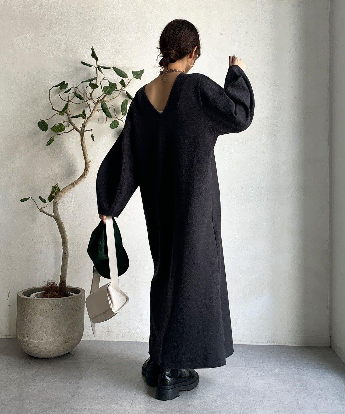 【前後兩穿】加絨寬袖連衣裙