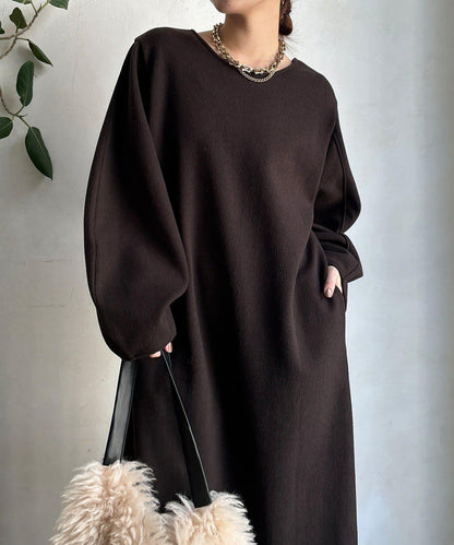 【前後兩穿】加絨寬袖連衣裙