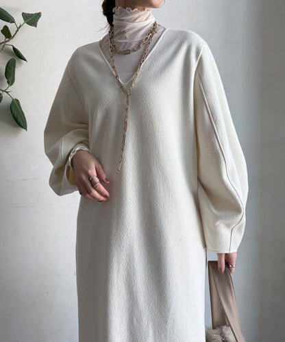 【前後兩穿】加絨寬袖連衣裙