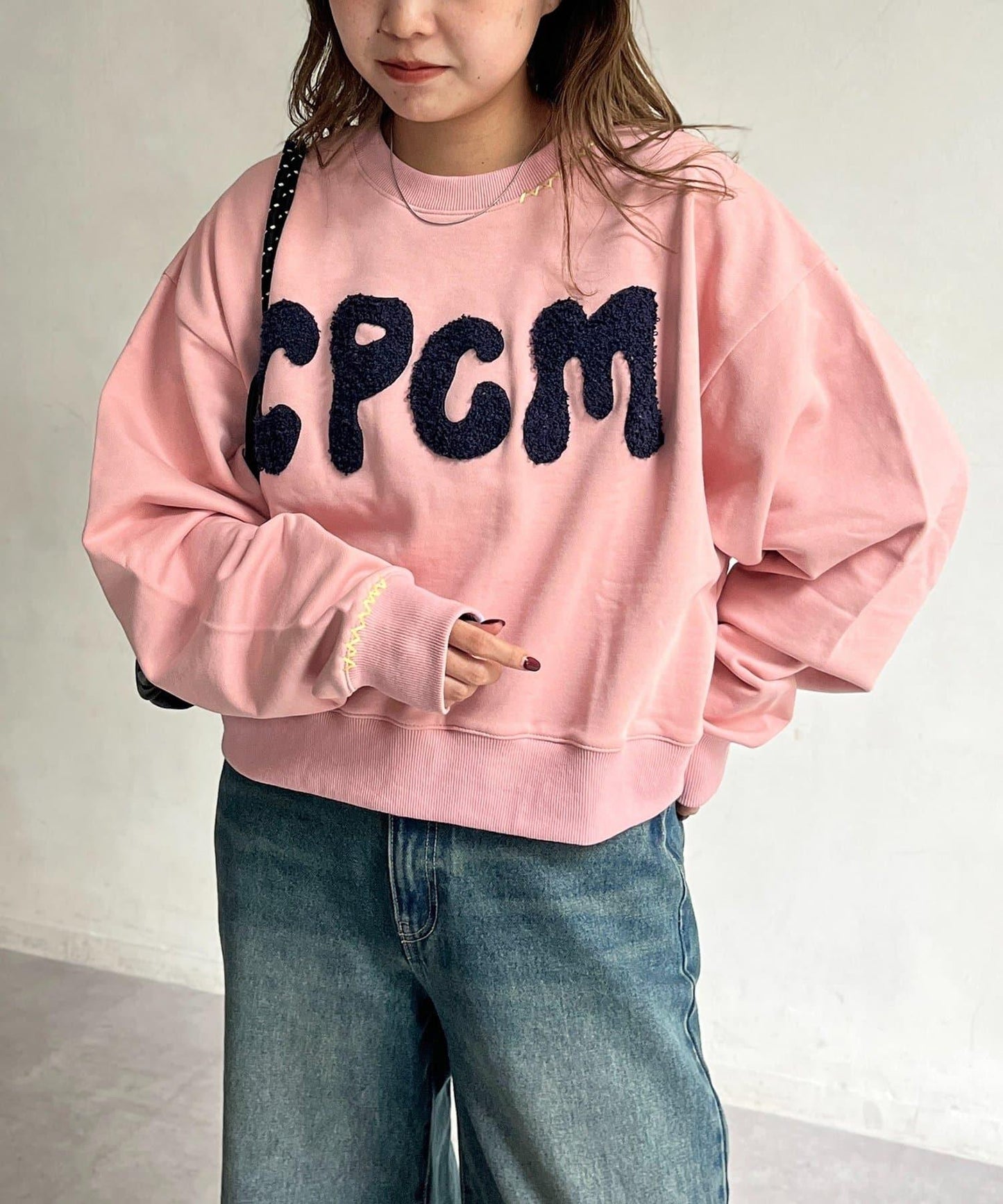 CPCM標誌刺繡加絨套頭衫