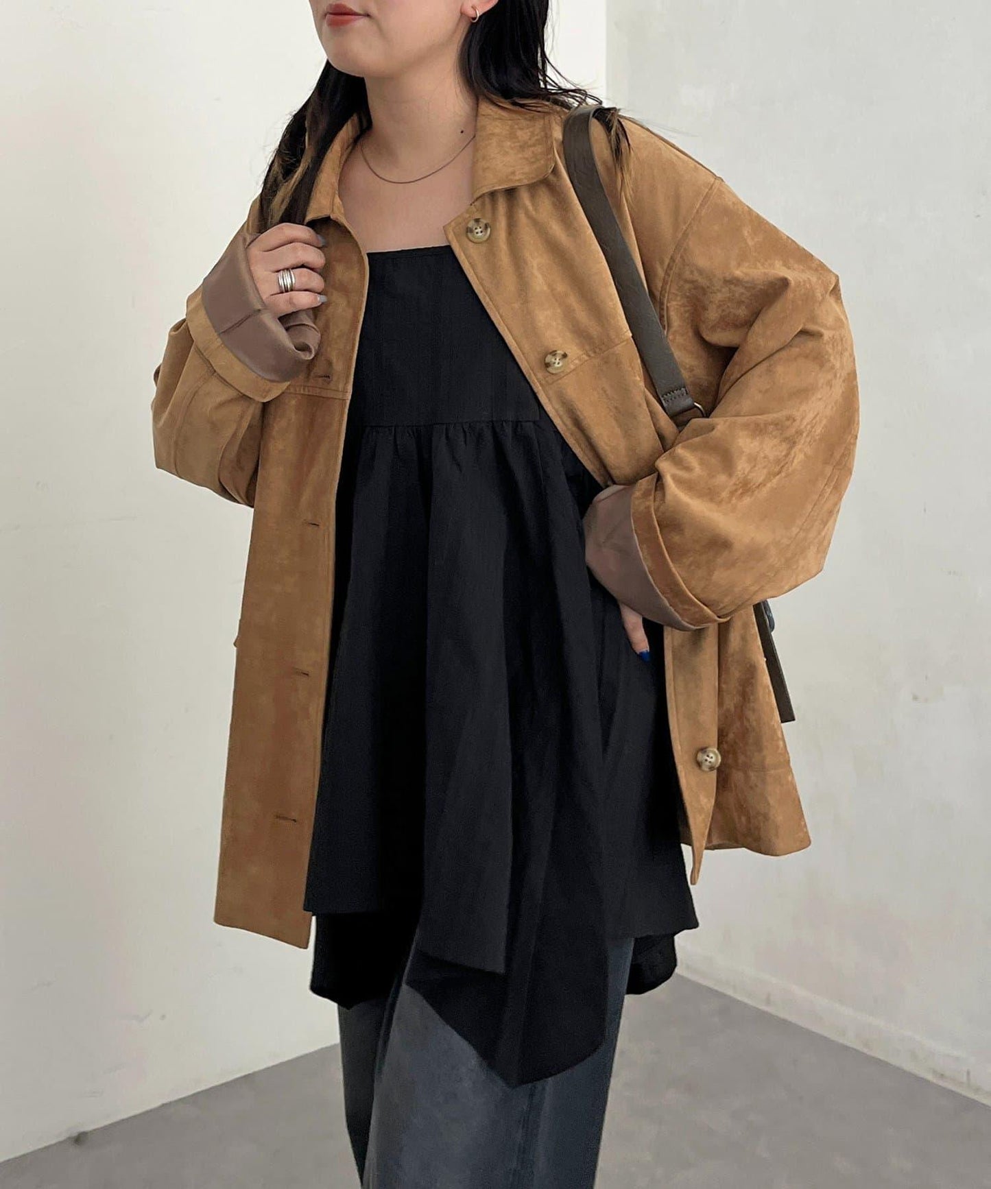 2WAY不對稱下襬吊帶長款上衣