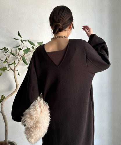 【前後兩穿】加絨寬袖連衣裙