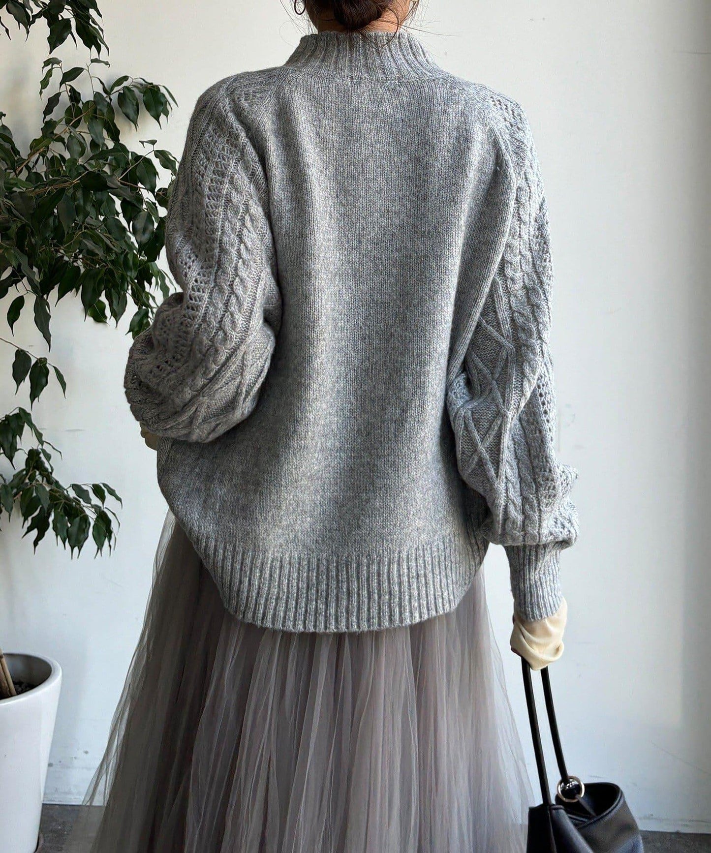 鏤空麻花拼接插肩套頭衫