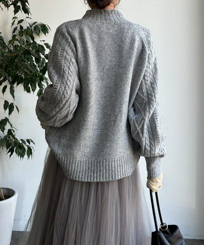 鏤空麻花拼接插肩套頭衫