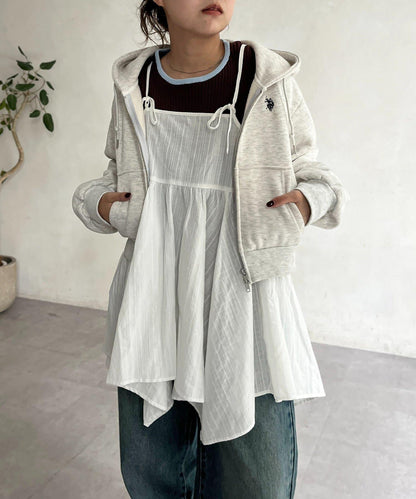 2WAY不對稱下襬吊帶長款上衣