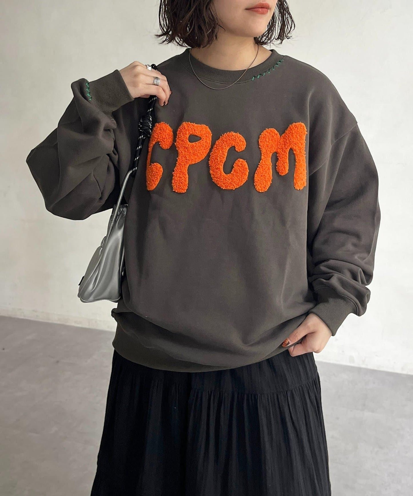 CPCM標誌刺繡加絨套頭衫