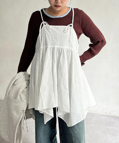 2WAY不對稱下襬吊帶長款上衣
