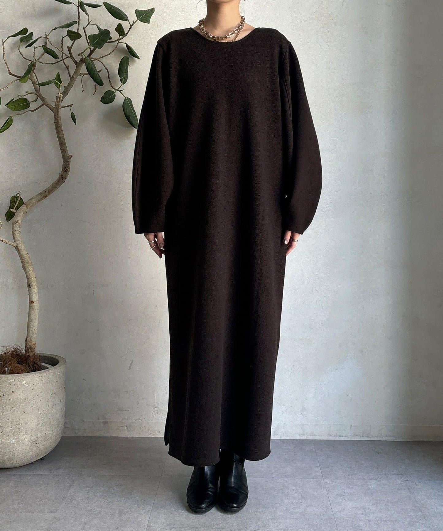 【前後兩穿】加絨寬袖連衣裙