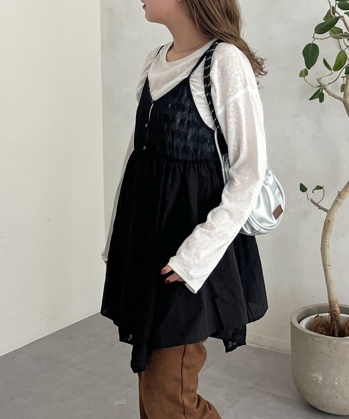 2WAY不對稱下襬吊帶長款上衣