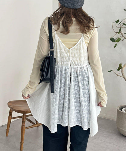 2WAY不對稱下襬吊帶長款上衣