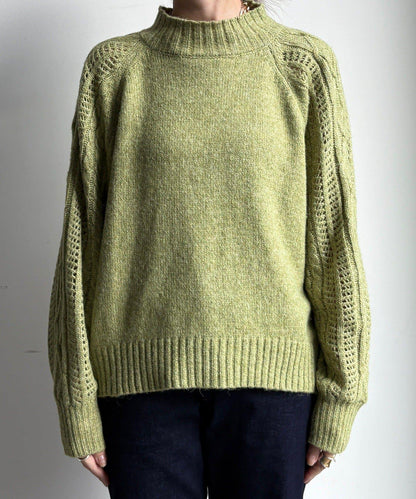 鏤空麻花拼接插肩套頭衫