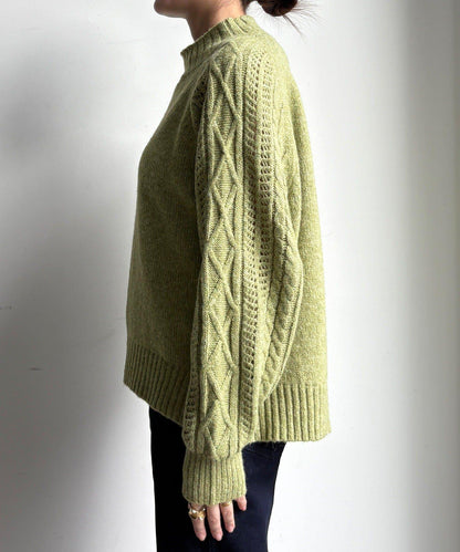 鏤空麻花拼接插肩套頭衫