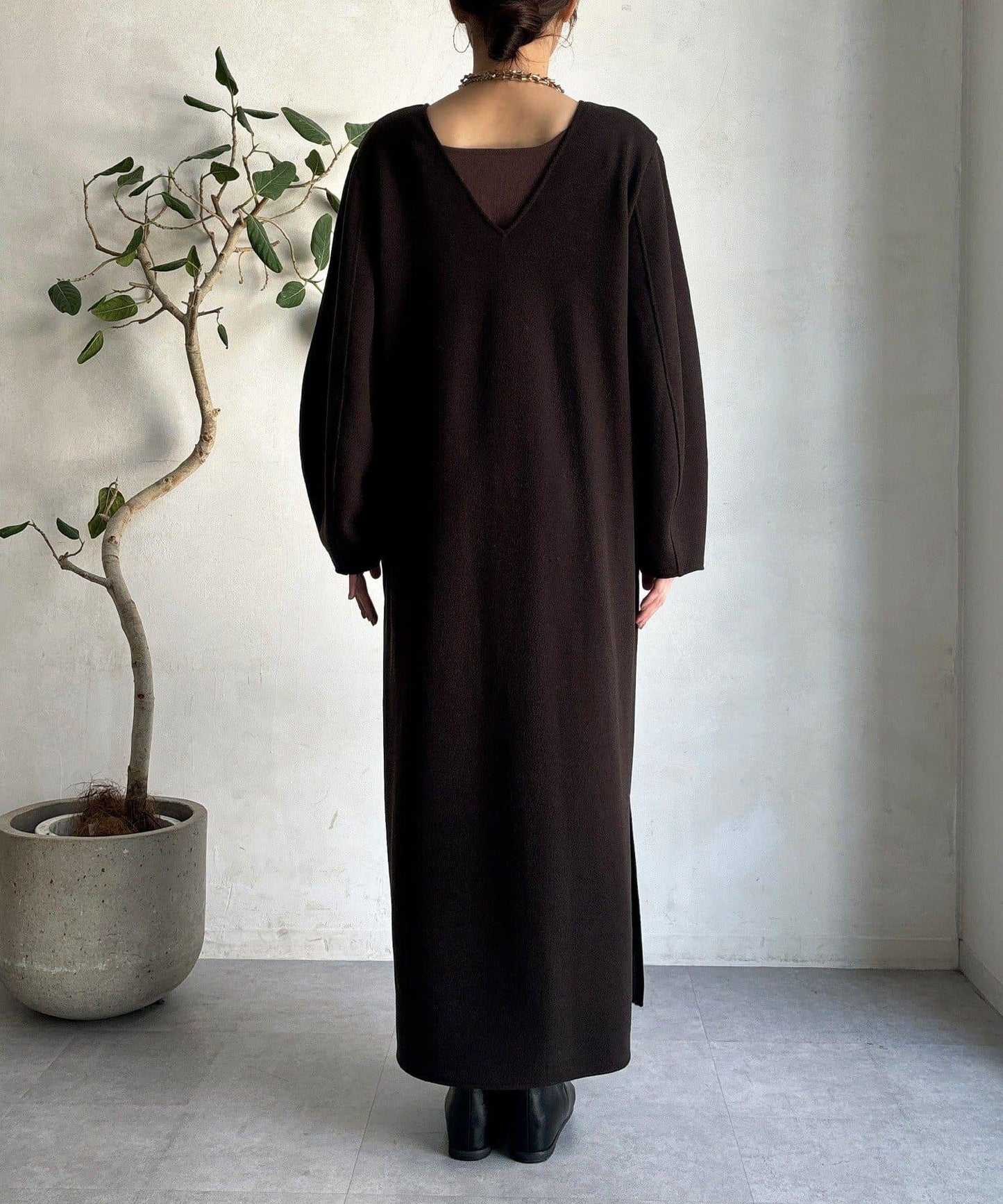 【前後兩穿】加絨寬袖連衣裙