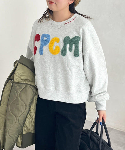 CPCM標誌刺繡加絨套頭衫