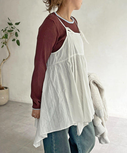 2WAY不對稱下襬吊帶長款上衣