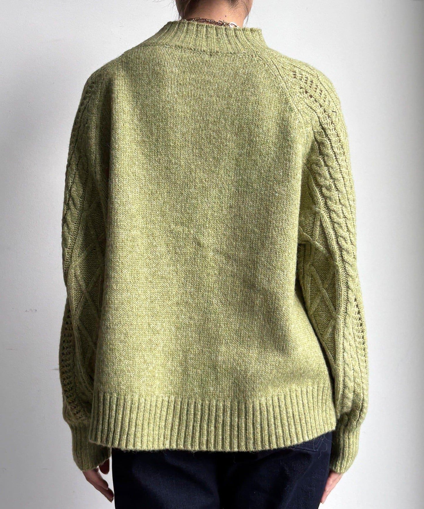 鏤空麻花拼接插肩套頭衫