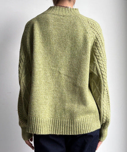 鏤空麻花拼接插肩套頭衫