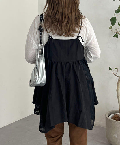 2WAY不對稱下襬吊帶長款上衣