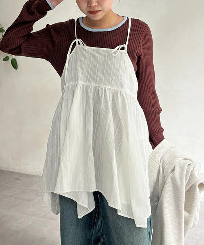 2WAY不對稱下襬吊帶長款上衣