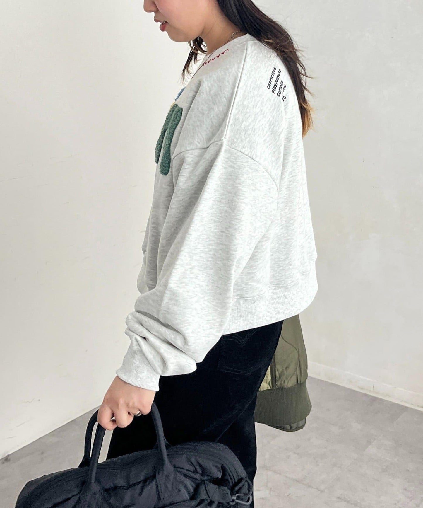 CPCM標誌刺繡加絨套頭衫