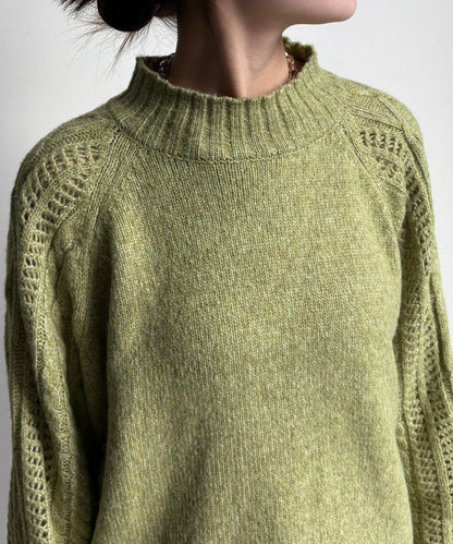 鏤空麻花拼接插肩套頭衫