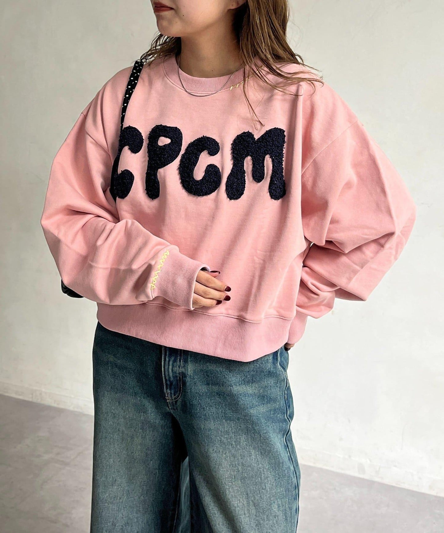 CPCM標誌刺繡加絨套頭衫