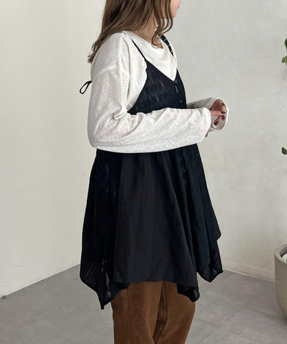 2WAY不對稱下襬吊帶長款上衣