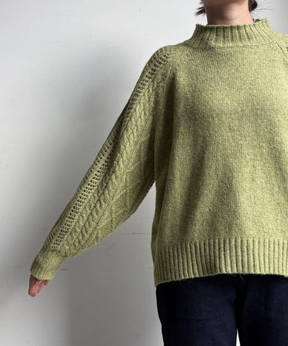 鏤空麻花拼接插肩套頭衫