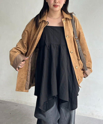 2WAY不對稱下襬吊帶長款上衣