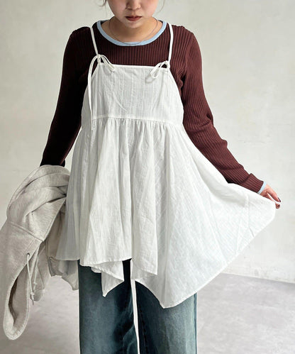 2WAY不對稱下襬吊帶長款上衣