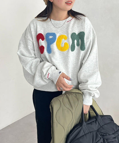 CPCM標誌刺繡加絨套頭衫