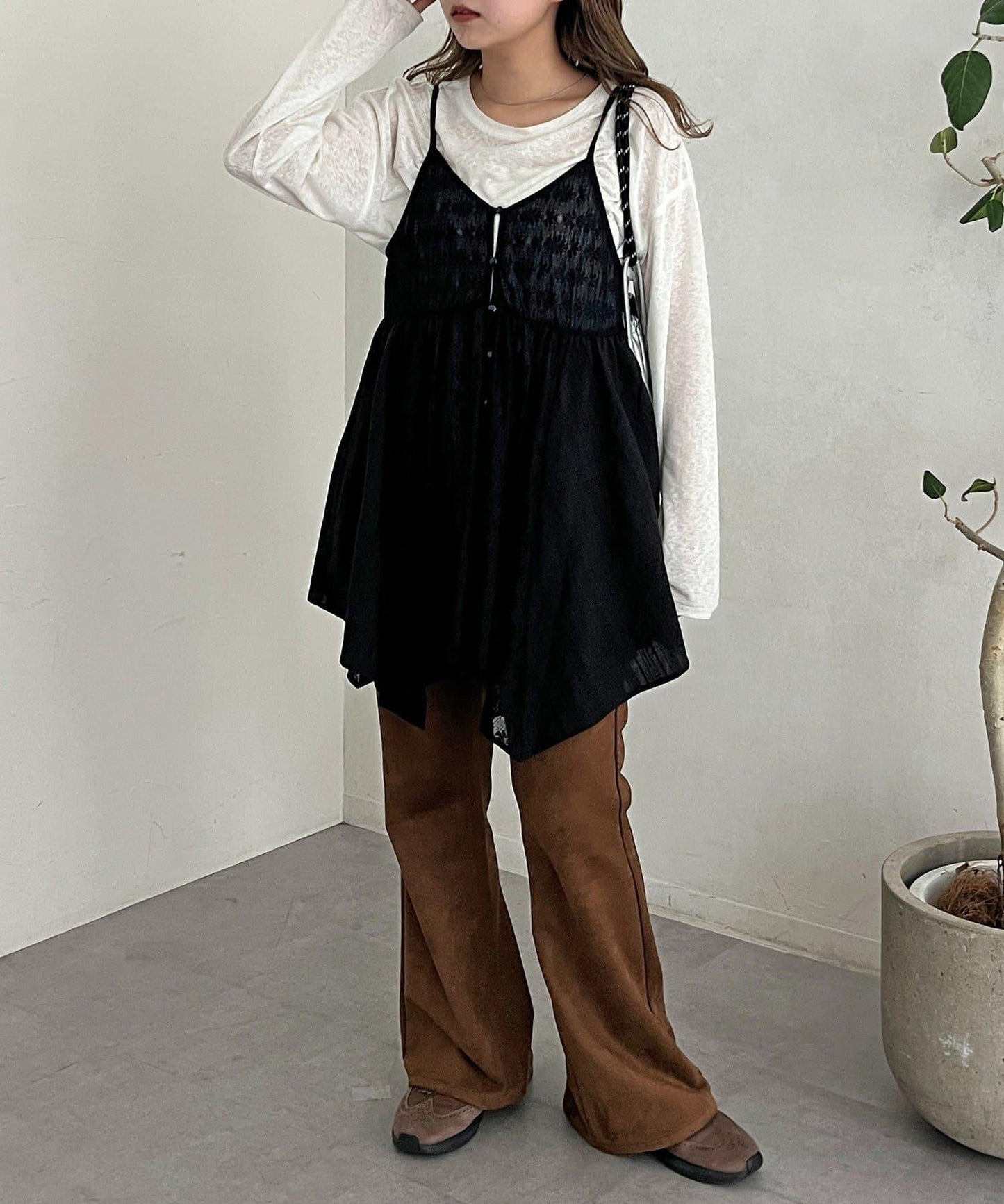 2WAY不對稱下襬吊帶長款上衣