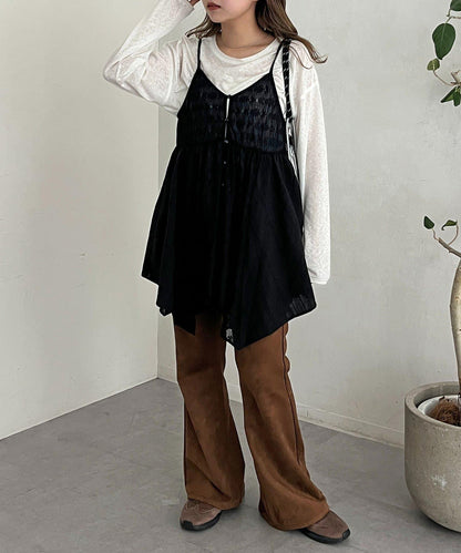 2WAY不對稱下襬吊帶長款上衣