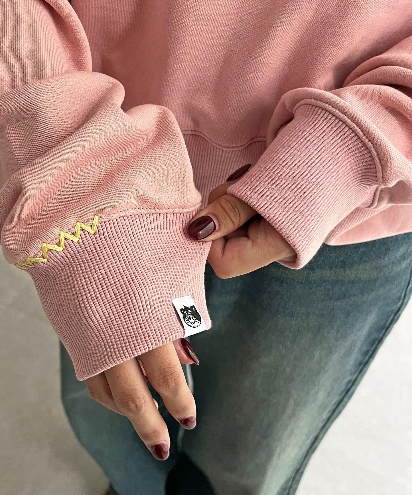 CPCM標誌刺繡加絨套頭衫