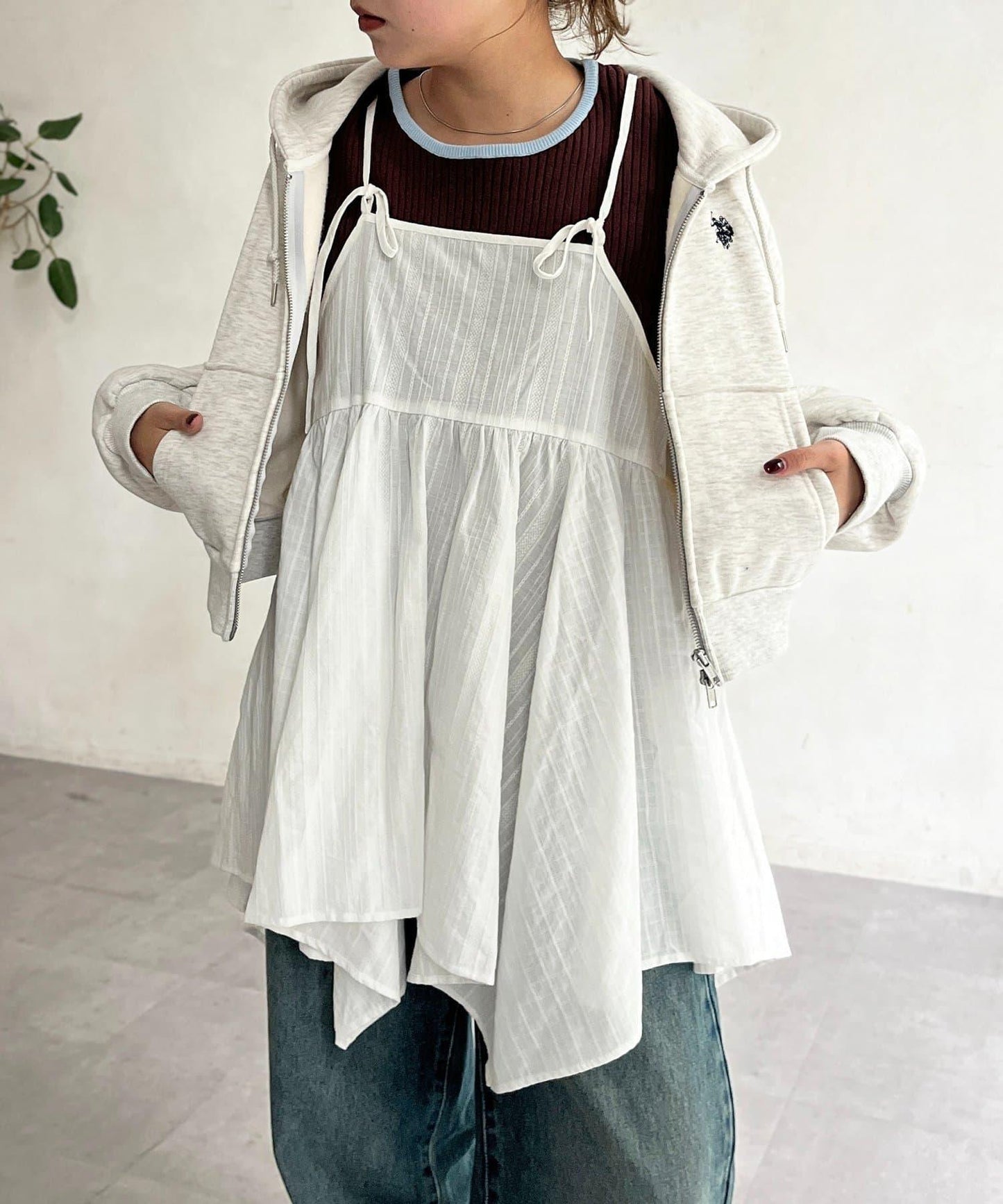 2WAY不對稱下襬吊帶長款上衣