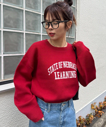 衛衣風格學院標誌針織衫