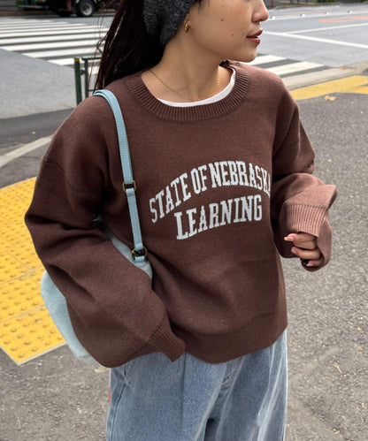 衛衣風格學院標誌針織衫