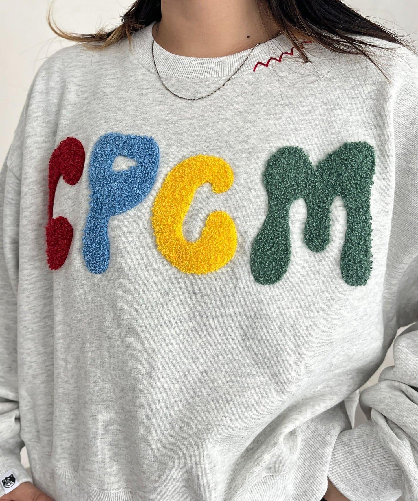 CPCM標誌刺繡加絨套頭衫