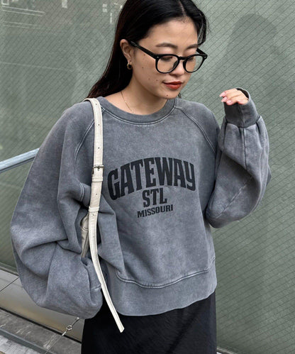 酸洗工藝標誌印花插肩袖衛衣