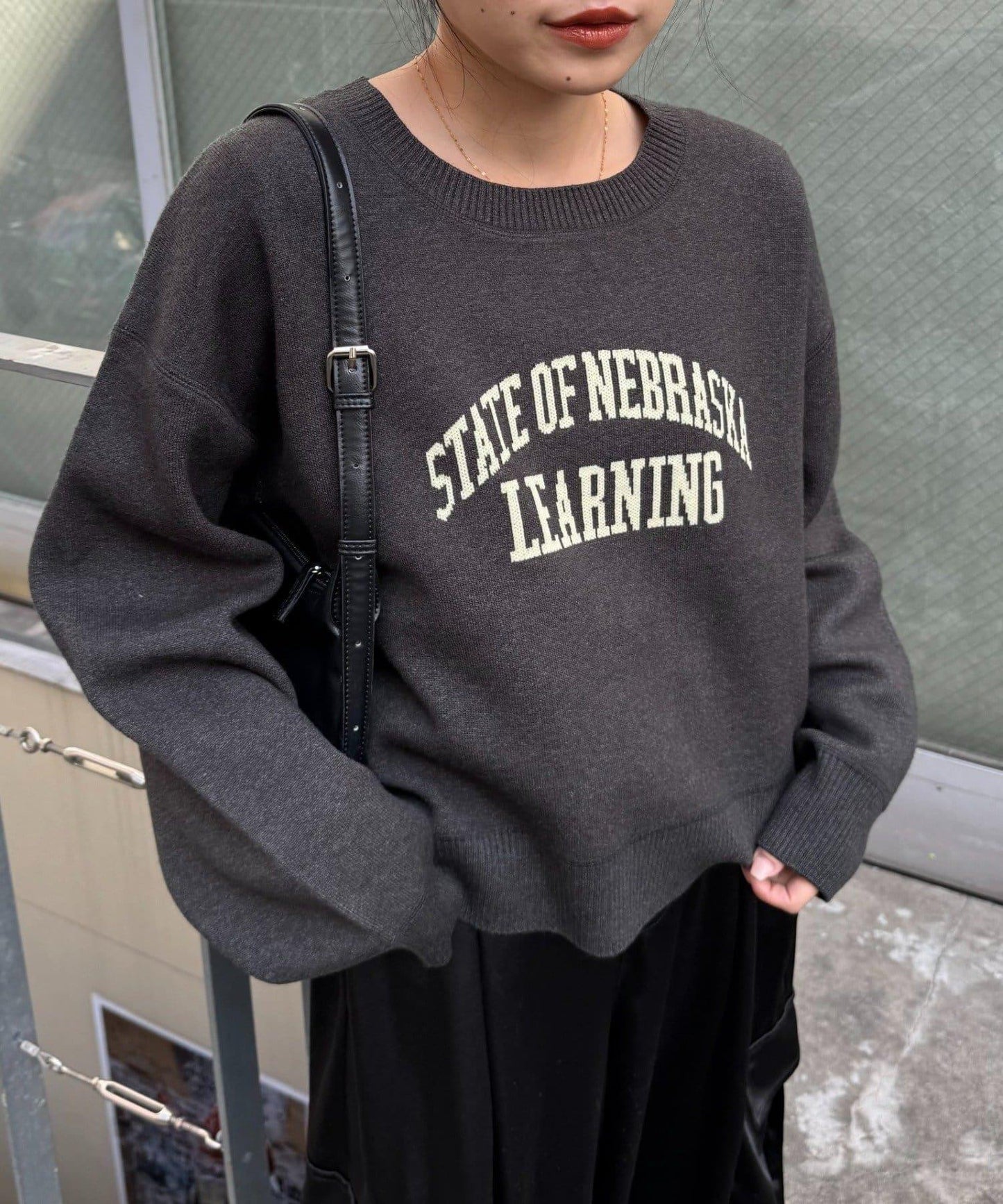 衛衣風格學院標誌針織衫