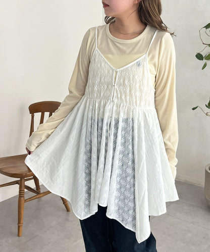 2WAY不對稱下襬吊帶長款上衣